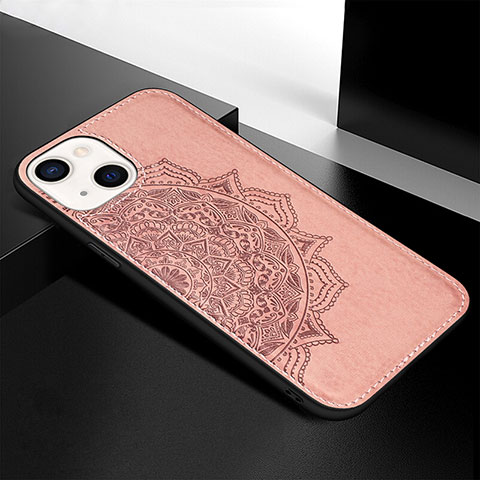 Funda Silicona Gel Goma Patron de Moda Carcasa S05 para Apple iPhone 13 Oro Rosa