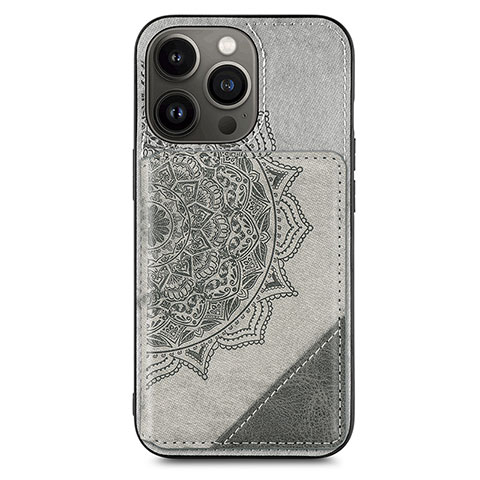 Funda Silicona Gel Goma Patron de Moda Carcasa S06 para Apple iPhone 13 Pro Max Gris