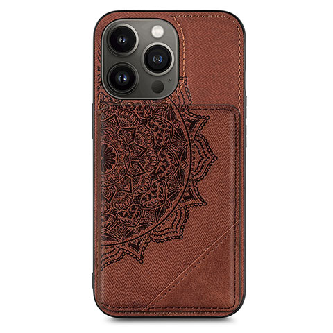 Funda Silicona Gel Goma Patron de Moda Carcasa S06 para Apple iPhone 13 Pro Max Marron