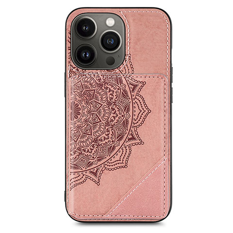 Funda Silicona Gel Goma Patron de Moda Carcasa S06 para Apple iPhone 13 Pro Max Oro Rosa