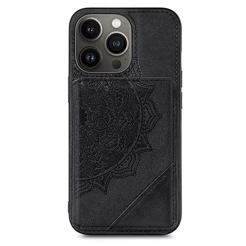 Funda Silicona Gel Goma Patron de Moda Carcasa S06 para Apple iPhone 14 Pro Max Negro