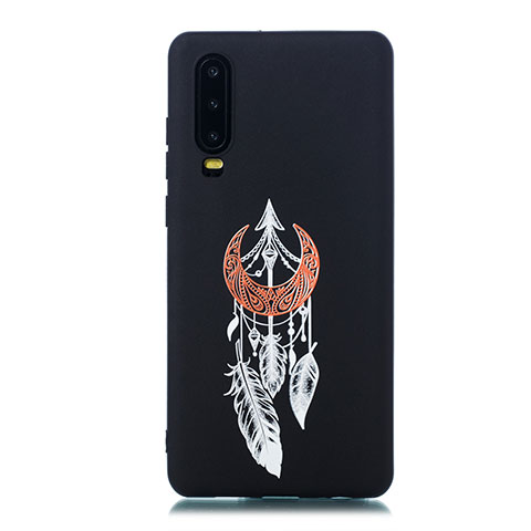 Funda Silicona Gel Goma Patron de Moda Carcasa S06 para Huawei P30 Negro