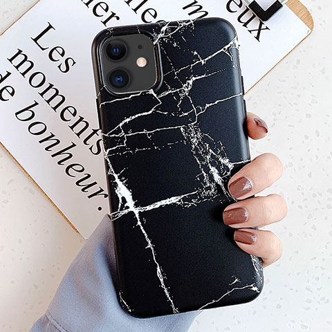 Funda Silicona Gel Goma Patron de Moda Carcasa S11 para Apple iPhone 11 Negro