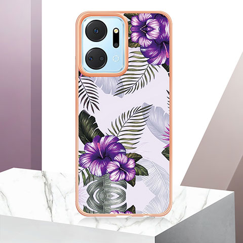 Funda Silicona Gel Goma Patron de Moda Carcasa Y01B para Huawei Honor X7a Morado