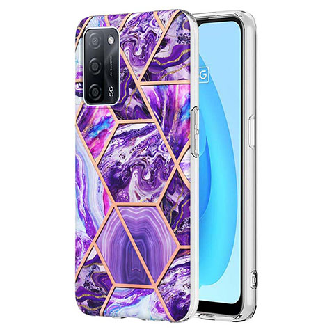 Funda Silicona Gel Goma Patron de Moda Carcasa Y01B para Oppo A55 5G Morado