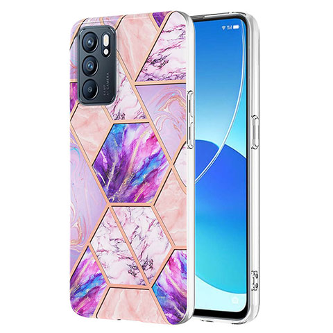 Funda Silicona Gel Goma Patron de Moda Carcasa Y01B para Oppo Reno6 5G Purpura Claro