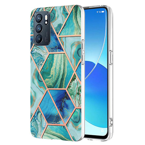 Funda Silicona Gel Goma Patron de Moda Carcasa Y01B para Oppo Reno6 5G Verde