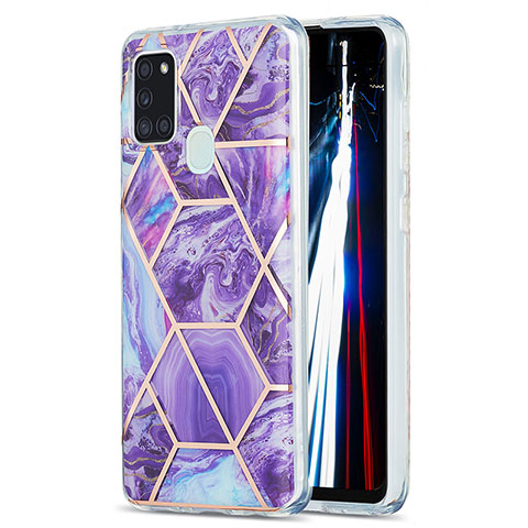 Funda Silicona Gel Goma Patron de Moda Carcasa Y01B para Samsung Galaxy A21s Morado