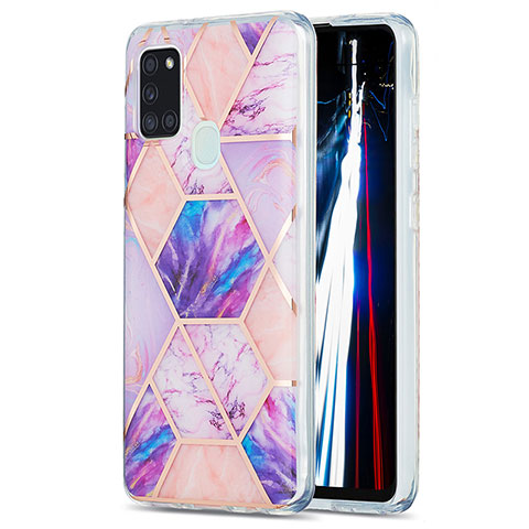 Funda Silicona Gel Goma Patron de Moda Carcasa Y01B para Samsung Galaxy A21s Purpura Claro