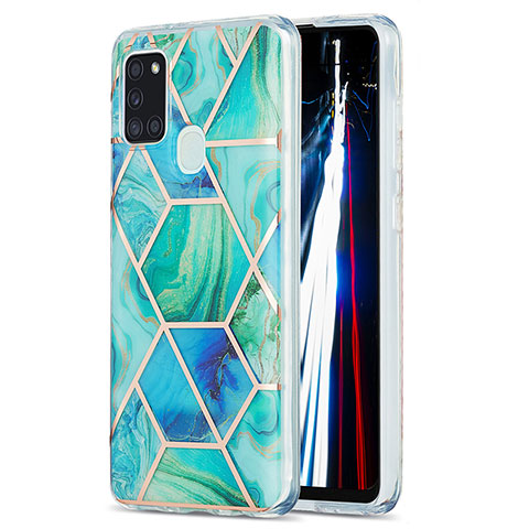 Funda Silicona Gel Goma Patron de Moda Carcasa Y01B para Samsung Galaxy A21s Verde