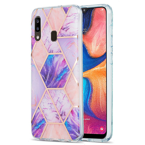 Funda Silicona Gel Goma Patron de Moda Carcasa Y01B para Samsung Galaxy A30 Purpura Claro