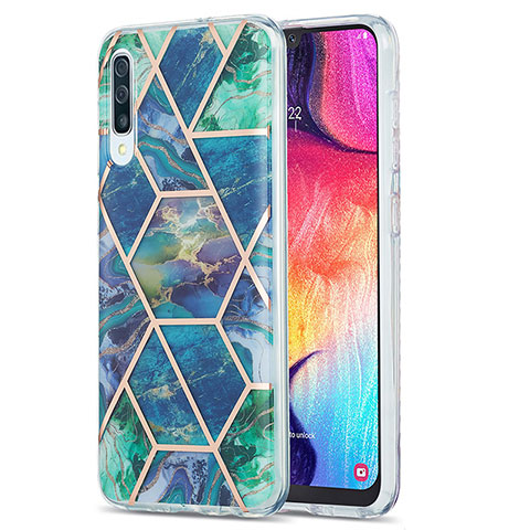 Funda Silicona Gel Goma Patron de Moda Carcasa Y01B para Samsung Galaxy A50S Verde Noche