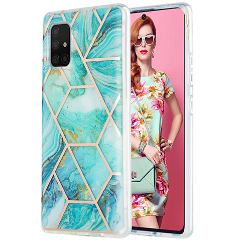 Funda Silicona Gel Goma Patron de Moda Carcasa Y01B para Samsung Galaxy A71 4G A715 Menta Verde