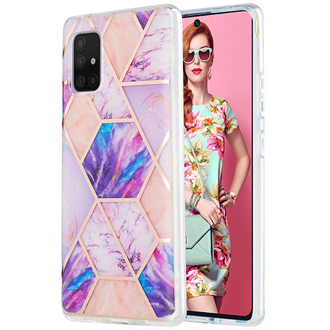 Funda Silicona Gel Goma Patron de Moda Carcasa Y01B para Samsung Galaxy A71 4G A715 Purpura Claro