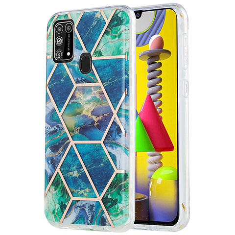 Funda Silicona Gel Goma Patron de Moda Carcasa Y01B para Samsung Galaxy M21s Verde Noche