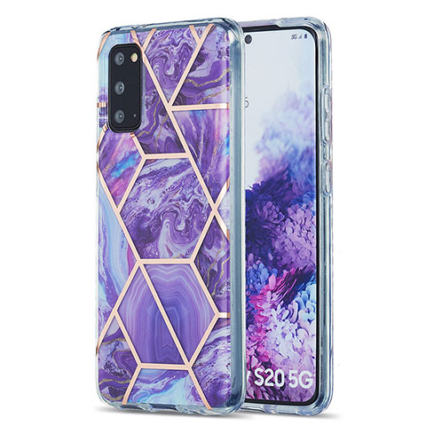 Funda Silicona Gel Goma Patron de Moda Carcasa Y01B para Samsung Galaxy S20 5G Morado