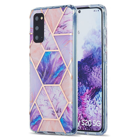 Funda Silicona Gel Goma Patron de Moda Carcasa Y01B para Samsung Galaxy S20 5G Purpura Claro