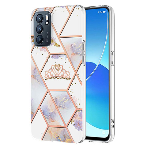 Funda Silicona Gel Goma Patron de Moda Carcasa Y02B para Oppo Reno6 5G Gris