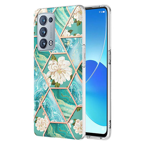 Funda Silicona Gel Goma Patron de Moda Carcasa Y02B para Oppo Reno6 Pro+ Plus 5G Verde