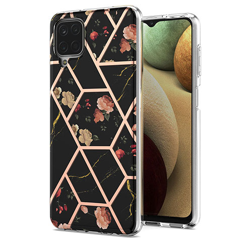 Funda Silicona Gel Goma Patron de Moda Carcasa Y02B para Samsung Galaxy A12 Negro