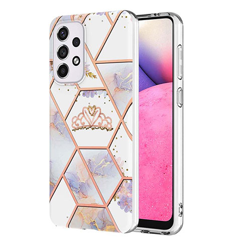 Funda Silicona Gel Goma Patron de Moda Carcasa Y02B para Samsung Galaxy A33 5G Gris