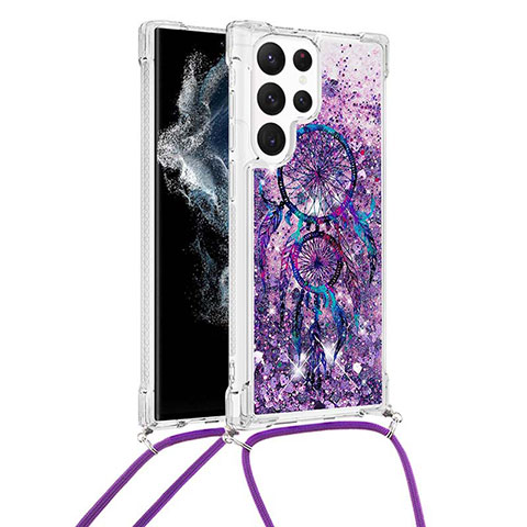 Funda Silicona Gel Goma Patron de Moda Carcasa Y02B para Samsung Galaxy S21 Ultra 5G Morado