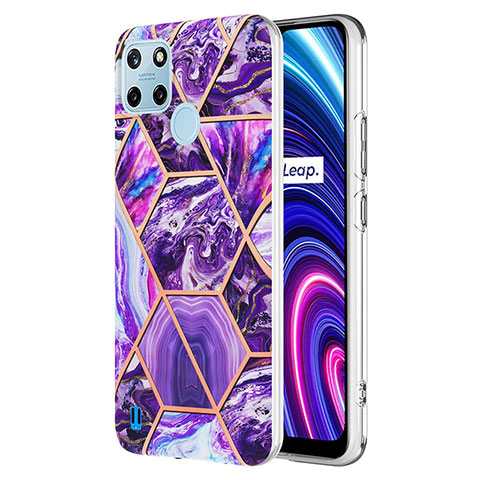 Funda Silicona Gel Goma Patron de Moda Carcasa Y04B para Realme C21Y Morado