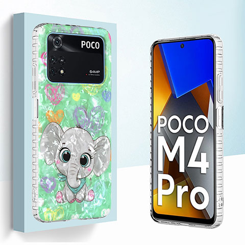 Funda Silicona Gel Goma Patron de Moda Carcasa Y04B para Xiaomi Poco M4 Pro 4G Verde