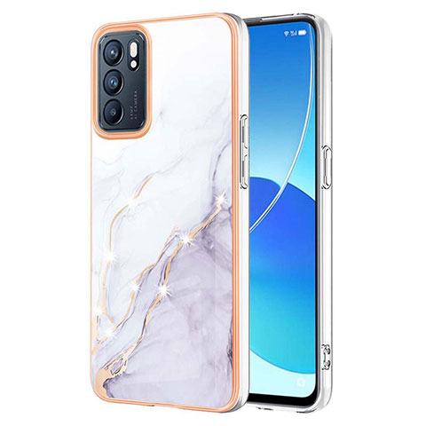 Funda Silicona Gel Goma Patron de Moda Carcasa Y05B para Oppo Reno6 5G Blanco