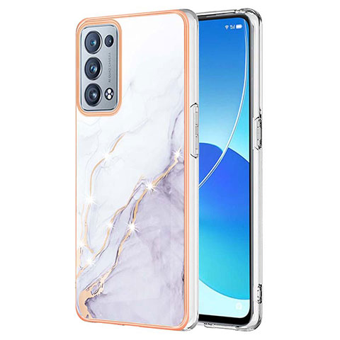 Funda Silicona Gel Goma Patron de Moda Carcasa Y05B para Oppo Reno6 Pro 5G Blanco