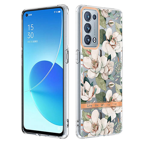 Funda Silicona Gel Goma Patron de Moda Carcasa Y06B para Oppo Reno6 Pro+ Plus 5G Blanco