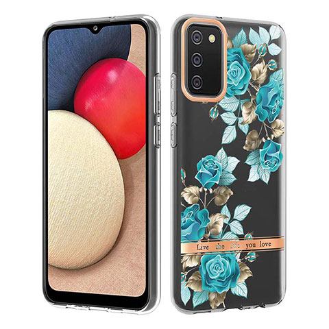 Funda Silicona Gel Goma Patron de Moda Carcasa Y06B para Samsung Galaxy A03s Cian