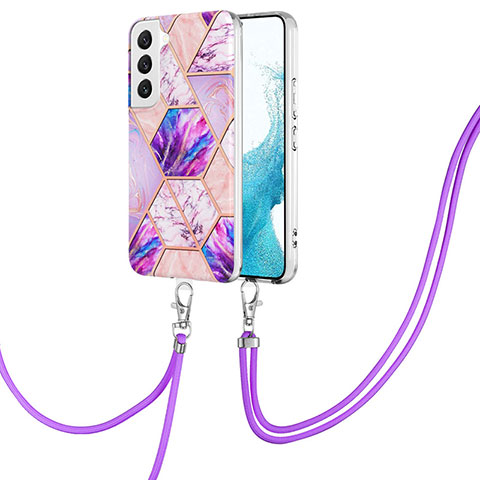 Funda Silicona Gel Goma Patron de Moda Carcasa Y18B para Samsung Galaxy S21 Plus 5G Purpura Claro