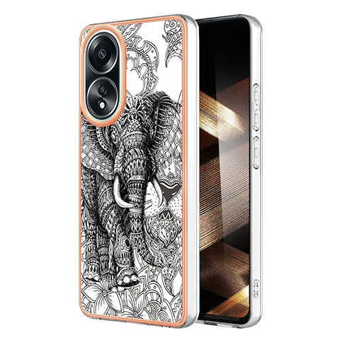 Funda Silicona Gel Goma Patron de Moda Carcasa YB2 para Oppo A78 4G Gris