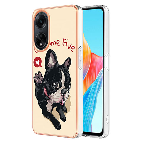 Funda Silicona Gel Goma Patron de Moda Carcasa YB2 para Oppo A98 5G Caqui