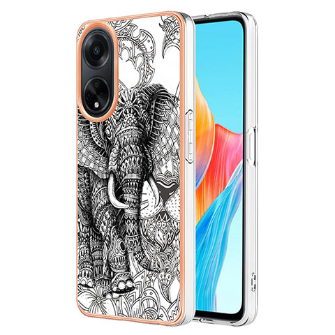 Funda Silicona Gel Goma Patron de Moda Carcasa YB2 para Oppo A98 5G Gris