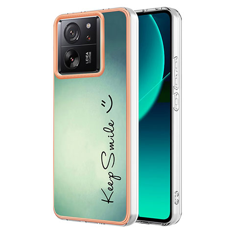 Funda Silicona Gel Goma Patron de Moda Carcasa YB2 para Xiaomi Mi 13T Pro 5G Verde