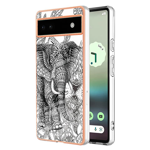 Funda Silicona Gel Goma Patron de Moda Carcasa YB6 para Google Pixel 6a 5G Gris