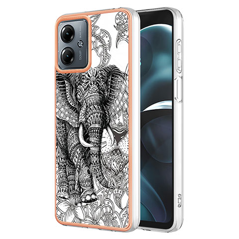 Funda Silicona Gel Goma Patron de Moda Carcasa YB6 para Motorola Moto G14 Gris