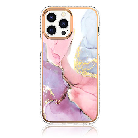 Funda Silicona Gel Goma Patron de Moda Carcasa YJ1 para Apple iPhone 13 Pro Max Rosa