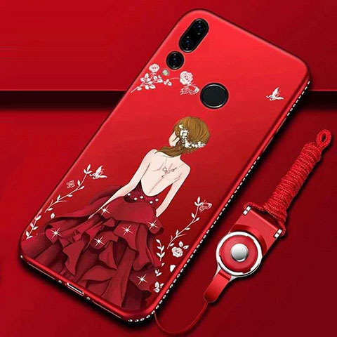 Funda Silicona Gel Goma Vestido de Novia Carcasa K01 para Huawei Honor 20i Rojo