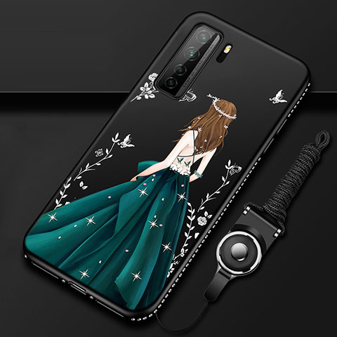 Funda Silicona Gel Goma Vestido de Novia Carcasa K01 para Huawei Nova 7 SE 5G Verde