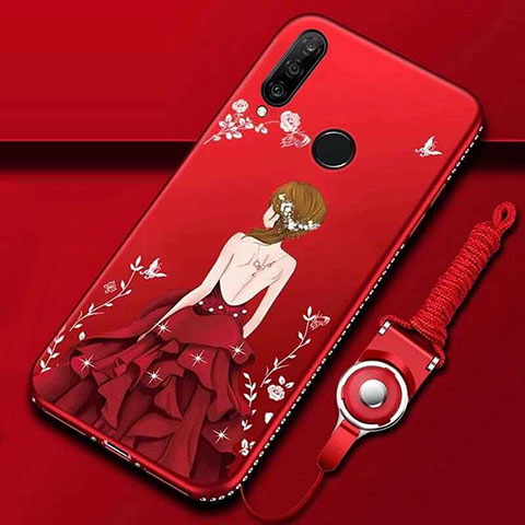 Funda Silicona Gel Goma Vestido de Novia Carcasa K01 para Huawei P30 Lite New Edition Rojo