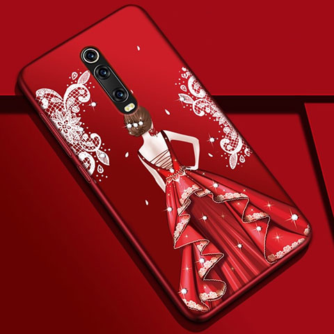 Funda Silicona Gel Goma Vestido de Novia Carcasa K01 para Xiaomi Mi 9T Rojo