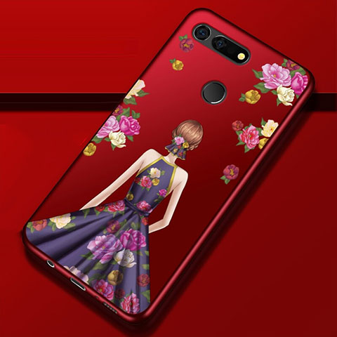 Funda Silicona Gel Goma Vestido de Novia Carcasa K02 para Huawei Honor V20 Morado