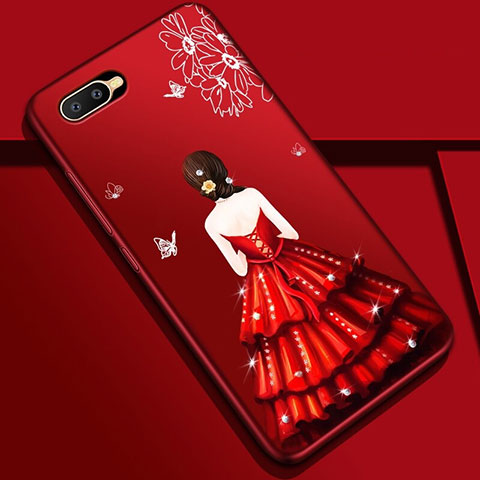 Funda Silicona Gel Goma Vestido de Novia Carcasa M04 para Oppo K1 Rojo