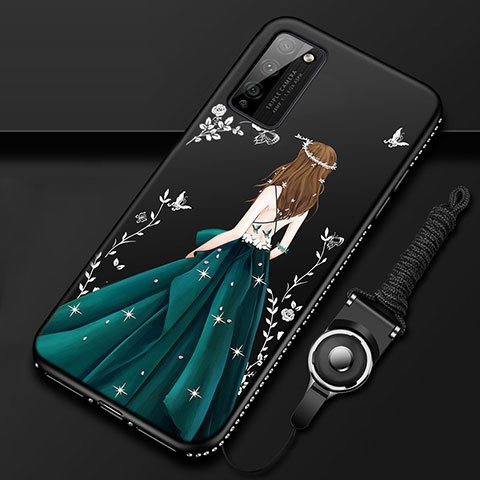 Funda Silicona Gel Goma Vestido de Novia Carcasa para Huawei Honor 30 Lite 5G Negro