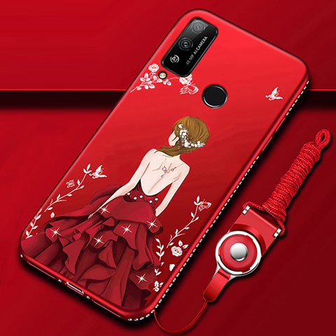 Funda Silicona Gel Goma Vestido de Novia Carcasa para Huawei Honor Play4T Rojo