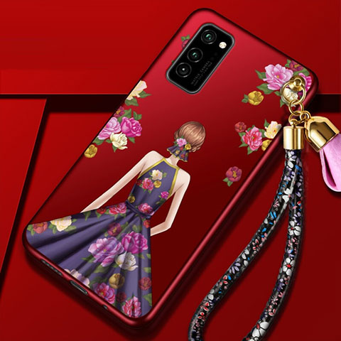 Funda Silicona Gel Goma Vestido de Novia Carcasa para Huawei Honor V30 Pro 5G Morado