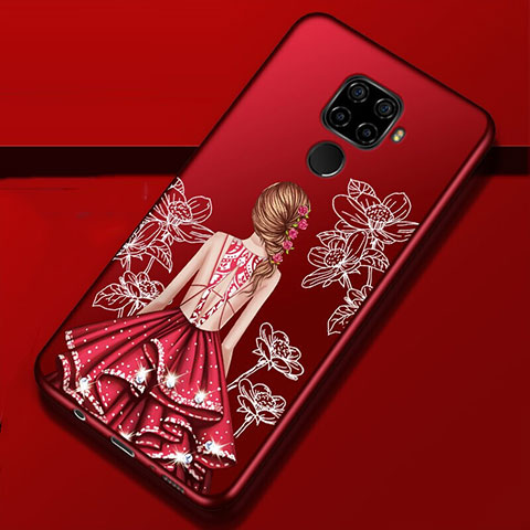 Funda Silicona Gel Goma Vestido de Novia Carcasa para Huawei Nova 5i Pro Rojo